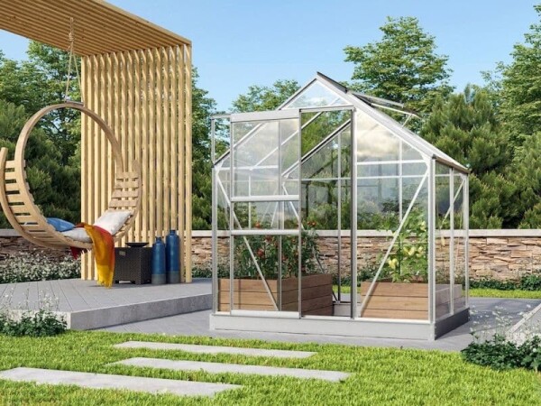Skleník zo skla Vitavia Venus 3800 čiré sklo 3 mm (strieborný)
