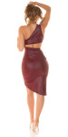 Sexy Koucla Wetlook one-shoulder Minidress ruched red Einheitsgroesse