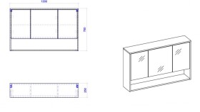 COMAD - Zrkadlová skrinka 120cm 3 dvierka BORNEO COSMOS 5907441299817