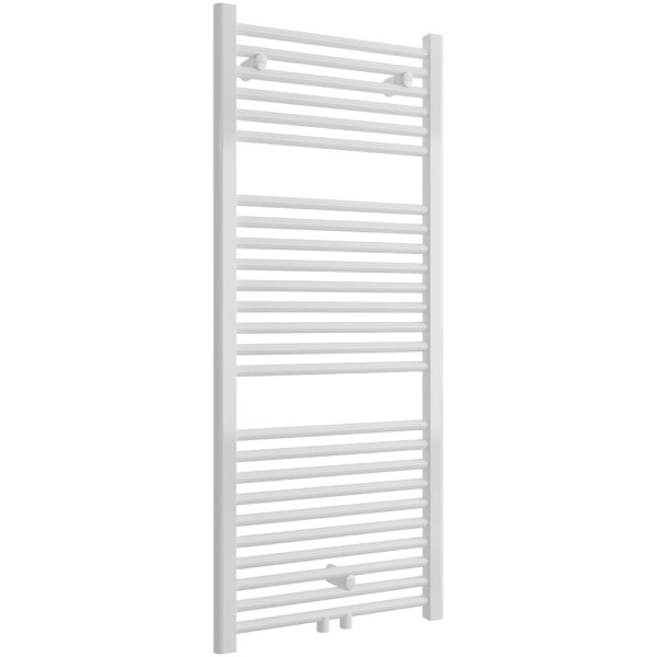 CERANO - Kúpeľňový radiátor Lincoln - stredové pripojenie 50mm/bočné - 366W - biela lesklá - 1200x500 mm CER-429580