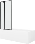 MEXEN/S - Cubik obdĺžniková vaňa 160 x 70 cm s panelom + vaňová zástena 80, čierna vzor 550316070X9408117070