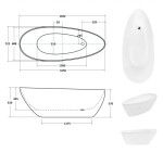 BESCO - Voľne stojaca vaňa GOYA biela - Rozmer vane - 170 × 72 cm VANSAL17W