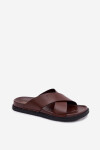 Pánske kožené papuče Big Star TT174218 Dark brown 45
