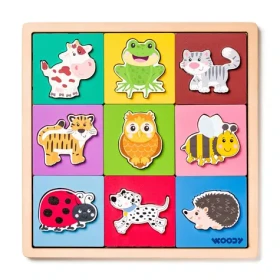Woody Puzzle so zvieratkami, tvary-farba /18 dielikov/ od 3 rokov