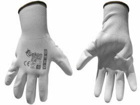 GEKO Ochranné rukavice biele z pletenej bavlny - polomáčané v PU veľkosť 9" (G73542)