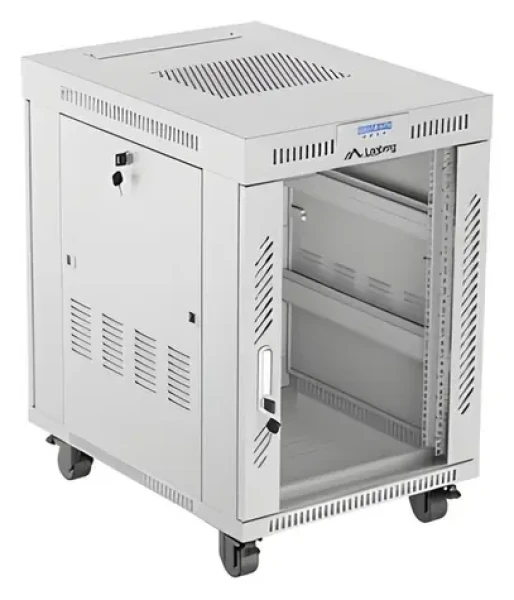 Lanberg Rack 15U/600x800 sivá / Stojanový rozvádzač / 19" / Flat pack / Sklenené dvere / LCD (FF01-6815-12SL)