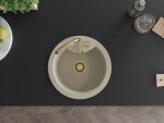 MEXEN/S MEXEN/S - Diego granitový drez 1 488 x 480 mm, béžová, + zlatý sifón 6512481000-69-G