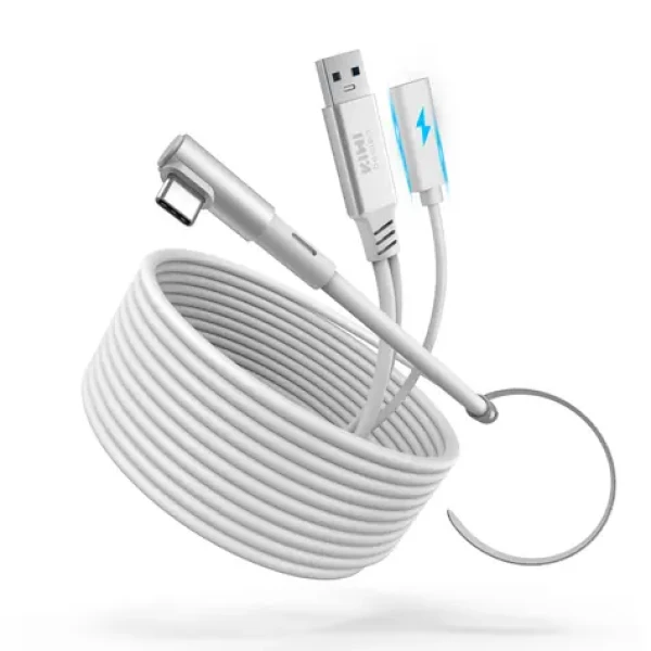 Kiwi design 5M Link Cable with charing 5m biela / kábel pre virtuálnu realitu / 18W / USB 3.2 (QC-8U/HJT-544)