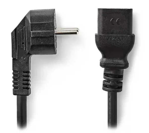 Nedis napájací kábel IEC-320-C19 - Schuko uhlová 2m čierna / Napájací kábel / 230 V / 16 A (CEGL10300BK20)