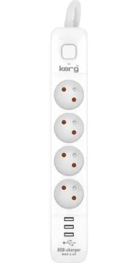 Kerg prepäťová ochrana 4 zásuvky biela / Prepäťová ochrana / 4 zásuvky / 1,5 m (M02413)