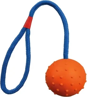 TRIXIE Hračka pre psov Vrhacia loptička na povrázku / Guma / Priemer 6 cm / Dĺžka 30 cm (4011905033051)