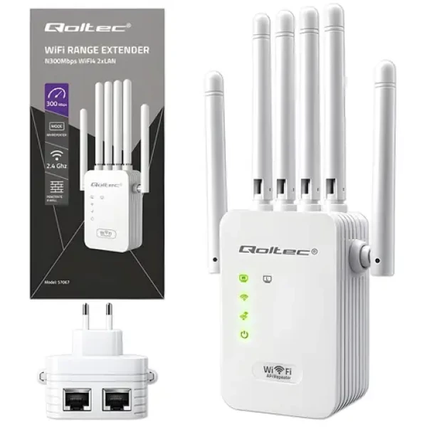 WiFi zosilňovač signálu / Repeater a prístupový bod / 300 Mb/s / 6 antén / 2x RJ45 (57067)