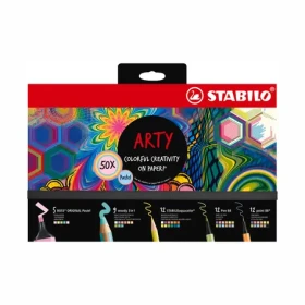 STABILO® ARTY - 50 ks sada - zvýrazňovače, viacúčelové pastelky, akvarelové pastelky, jemné linery (77/6-2-20)