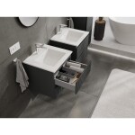 MEXEN/S - Rivel kúpeľňová skrinka 50 cm s umývadlom Otis, 2 zásuvky, reliéf, grafit mat/biela mat 91A20-05047-2-BFF66-W18M01