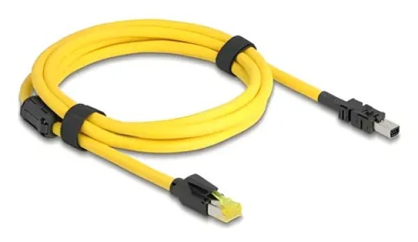 DeLock RJ45 - Mini I/O 8pin D-Form Typ2 / Sieťový kábel / Cat.6 / 2 m / čierna, žltá (81251)