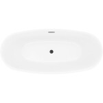 MEXEN/S - Luvo Slim voľne stojaca vaňa 170 x 75, biela, sifón a prepad čierna 52801707500-70