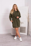 Dámske šaty s kapucňou 68470 Khaki zelená - K-Fashion UNI khaki-tm.Zelená