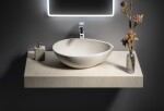 SAPHO - PUNC betónové umývadlo na dosku vrátane výpuste, 53x39cm, biely pieskovec BH7000