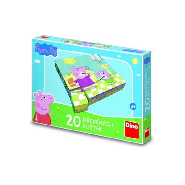 Dino Peppa Pig: Veselý deň 20 Drevené licenčné kocky