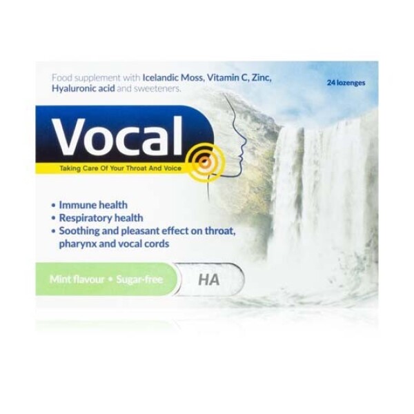 VOCAL HA pastilky s mätovou príchuťou bez cukru 24 ks