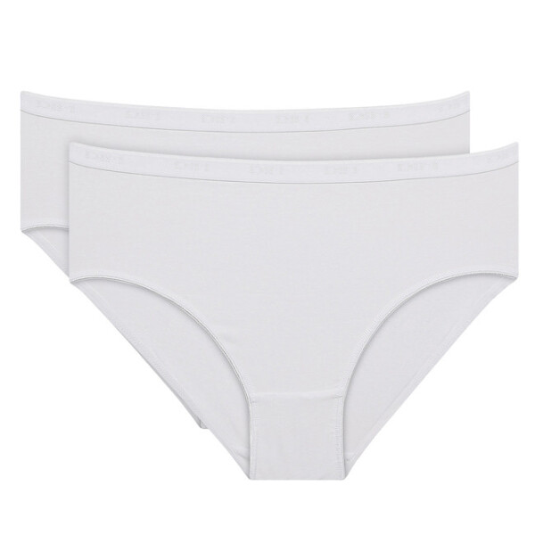 Dámske bavlnené nohavičky 2 ks DIM COTTON BIO MIDISLIP 2x - DIM - biela XXL