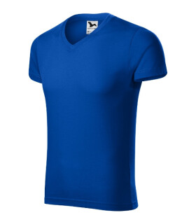 Slim Fit pánske tričko s výstrihom do V kráľovská modrá XL