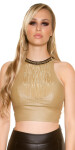 Sexy KouCla Crop Top leather look with deco chain