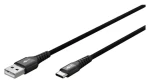 Goobay Supersoft čierna / Dátový kábel USB-C - USB-A / Textilné opletenie / Kovové konektory / 2 m (74527)