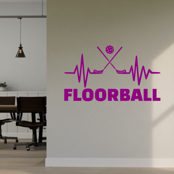 Veselá Stena Samolepka Floorball Farba: fialová, Veľkosť: 40 x 23 cm