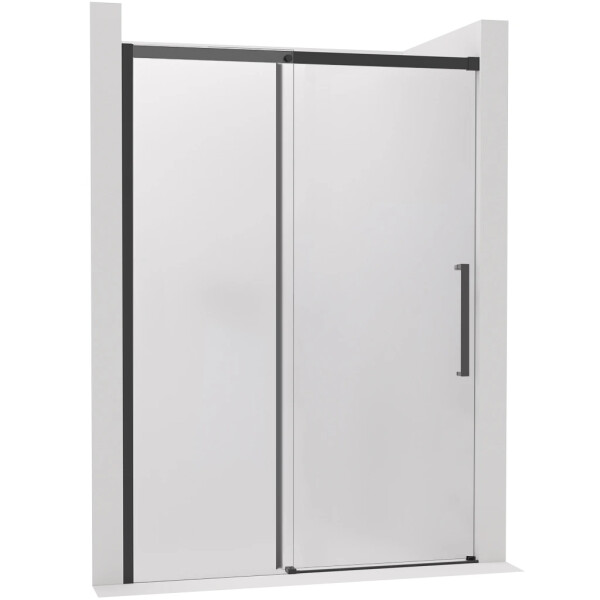 CERANO - Sprchové posuvné dvere Lantono - ľavá - 8 mm - Soft-Close - čierna matná, mliečne sklo - 110x195 CER-662611