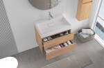 CERANO - Kúpeľňová skrinka Velora - dub medový, úchytka chróm + umývadlo z lit. mramoru s otvorom Vita - biela lesklá - 70x63x46,5 CER-8050BD83880