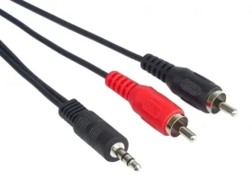 PremiumCord kábel Jack 3.5mm - 2x CINCH čierny / Kábel / 3.5mm Jack (M) - 2x CINCH (M) / 1,5m (kjackcin015)