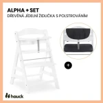 Hauck Alpha+ set 2v1 drevená stolička, white + polstrovanie Melange charcoal (HK661161SET3)