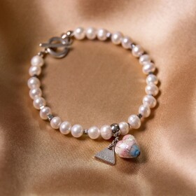 Lampglas Perlový náramok Dreamy Heart s rýdzim striebrom v perle Lampglas BTB4
