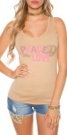 Trendy KouCla Tanktop Peace and Love CORAL Einheitsgroesse