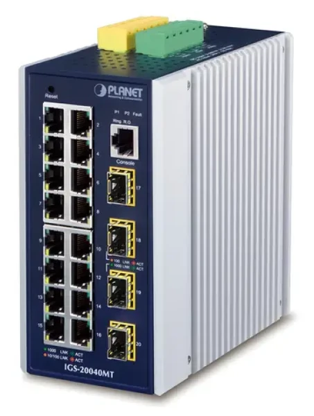 Planet IGS-20040MT / Switch priemyselný / L3 / 16x 1Gb RJ-45 / 4X 1Gb SFP / -40 až 75 ° C / IP30 (IGS-20040MT)