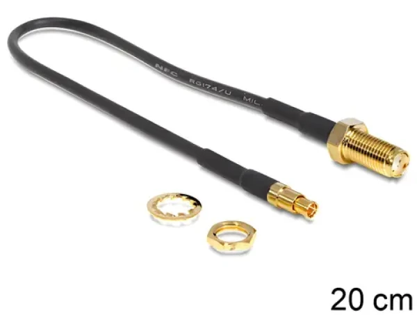 DeLock Anténny pigtail SMA-TS9 0,2 m / Pigtail / SMA zásuvka (panelová) / TS-9 vidlica (88484)