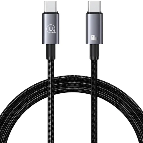 USAMS US-SJ661 čierna / Dátový kábel / USB-C - USB-C / 60W / 1,2m / Nylon (SJ661USB01)