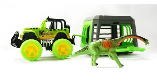 MAC TOYS Auto Jeep s prívesom a dinosaurom