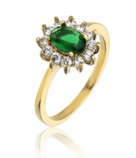 Marc Malone Trblietavý pozlátený prsteň so zirkónmi Harmony Green Ring MCR23051G 54 mm