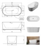 BESCO - Voľne stojaca vaňa GIULIANA biela, sifón so štrbinovým prepadom - Farba - Biela, Farba sifónu - Chróm, Rozmer vane - 150 × 75 cm VANGIU150WN