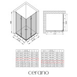 CERANO - Sprchovací kút Volpe Duo Ľ/P - 6 mm - čierna matná, transparentné sklo - 90x100x190 - zalamovacia CER-213765