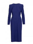 S412 Šaty v tvare ceruzky s ozdobnými ramenami - modré EU XXL