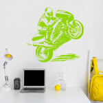 Veselá Stena Samolepka Kreslený motorkár Farba: béžová, Veľkosť: 60 x 63 cm