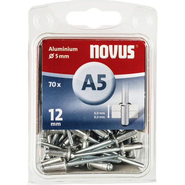 Novus 110030692 slepý nit (Ø x d) 5 mm x 12 mm hliník hliník 70 ks; 110030692