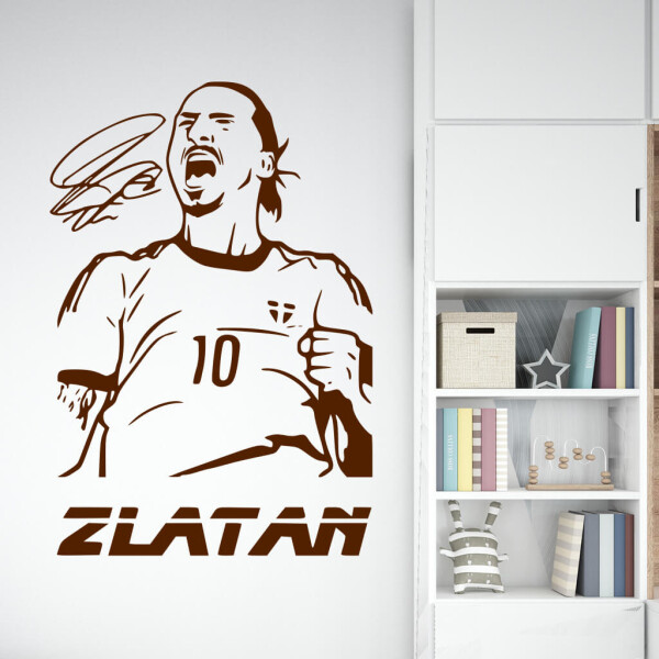 Veselá Stena Samolepka Futbalista Zlatan Ibrahimovič Farba: hnědá, Veľkosť: 80 x 54 cm
