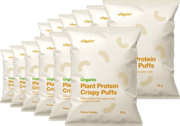 Vilgain Plant Protein Crispy Puffs BIO – 12× arašidové maslo 50 g