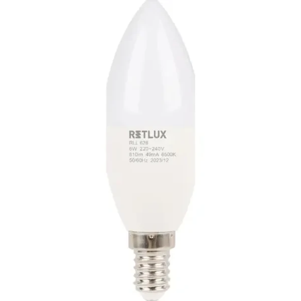 Retlux RLL 628 C37 E14 sviečka 6W / 810 lm / 6500K - denná biela / D (8590669362523)
