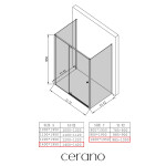 CERANO - Trojstenný sprchovací kút Santini UL/P - 6 mm - čierna matná, transparentné sklo - 140x100x195 - pivotový CER-8050BD7877