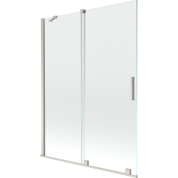 MEXEN/S - Velár dvojkrídlová posuvná vaňová zástena 130 x 150, transparent, nikel kartáčovaný 896-130-000-01-97